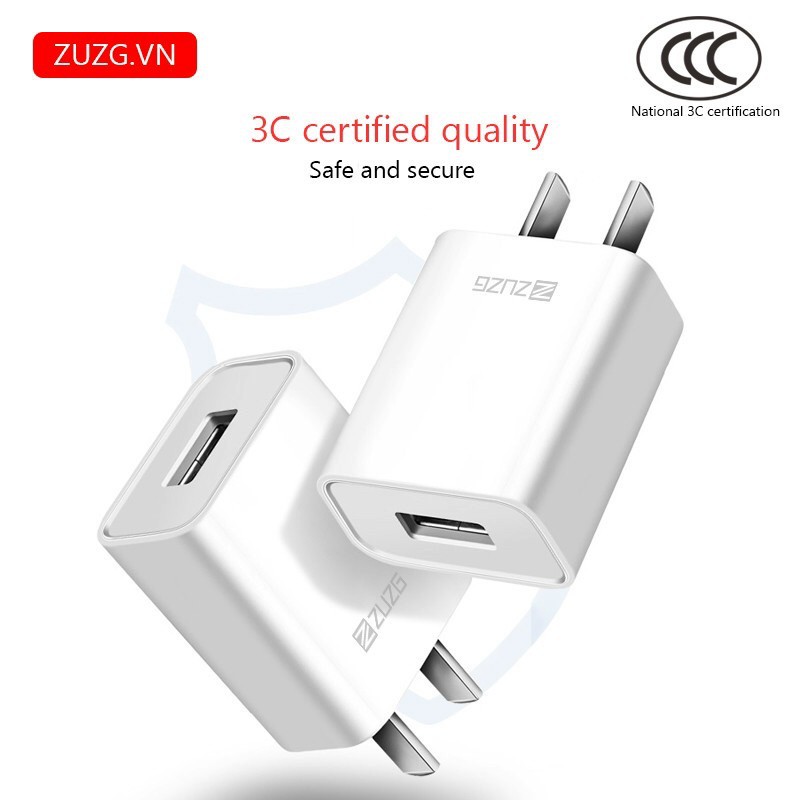 Củ sạc, cốc sạc 10W sạc nhanh iphone và samsung có ic điều chỉnh dòng điện thông minh, chính hãng ZUZG