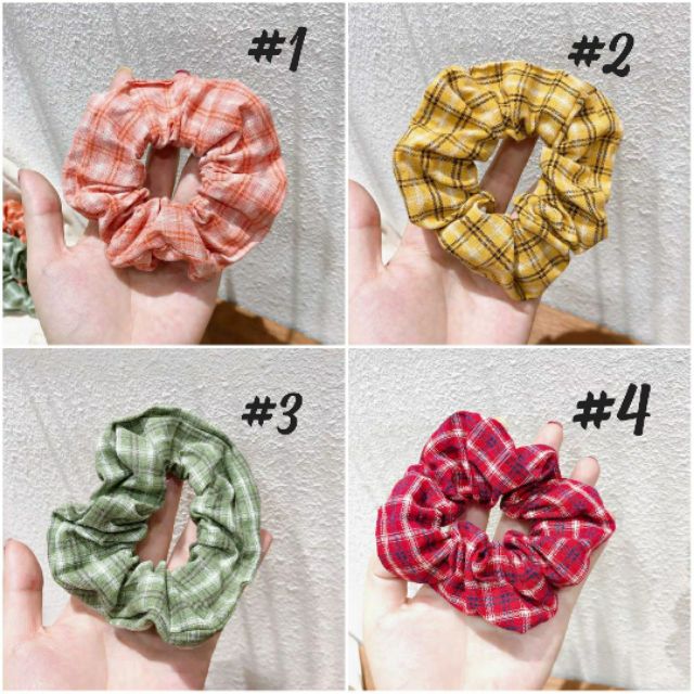 Dây buộc tóc vải màu caro hottrend