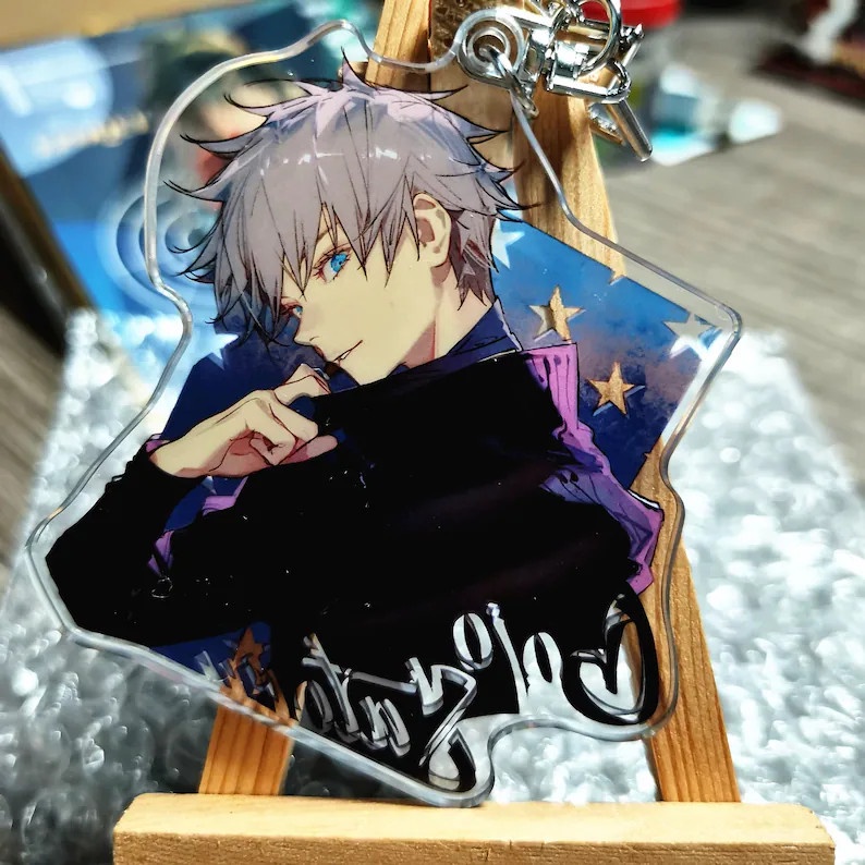 ( Mica trong acrylic ) Móc khóa nhân vật Gojo Satoru CHÚ THUẬT HỒI CHIẾN JUJUTSU KAISEN chibi anime
