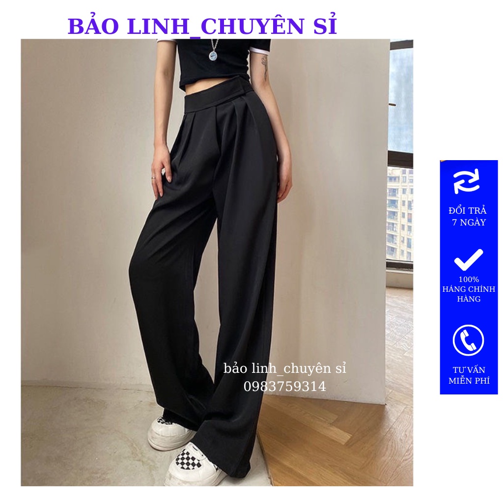 Quần Tây Ống Rộng Bảo Linh Ống Suông Nữ Lưng Cao Cạp Dán Siêu Hack Dáng M898