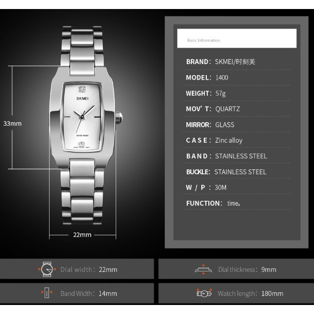 Đồng hồ nữ dây thép cao cấp Skmei 1400 | BigBuy360 - bigbuy360.vn