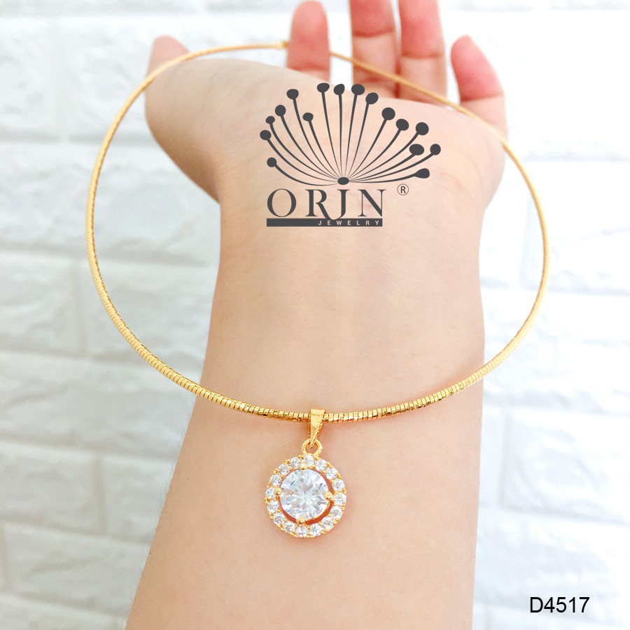 Kiềng dẻo, kiềng cổ nữ dạng nhuyễn mặt đá tròn viền đính đá thiết kế cao cấp Orin D4517