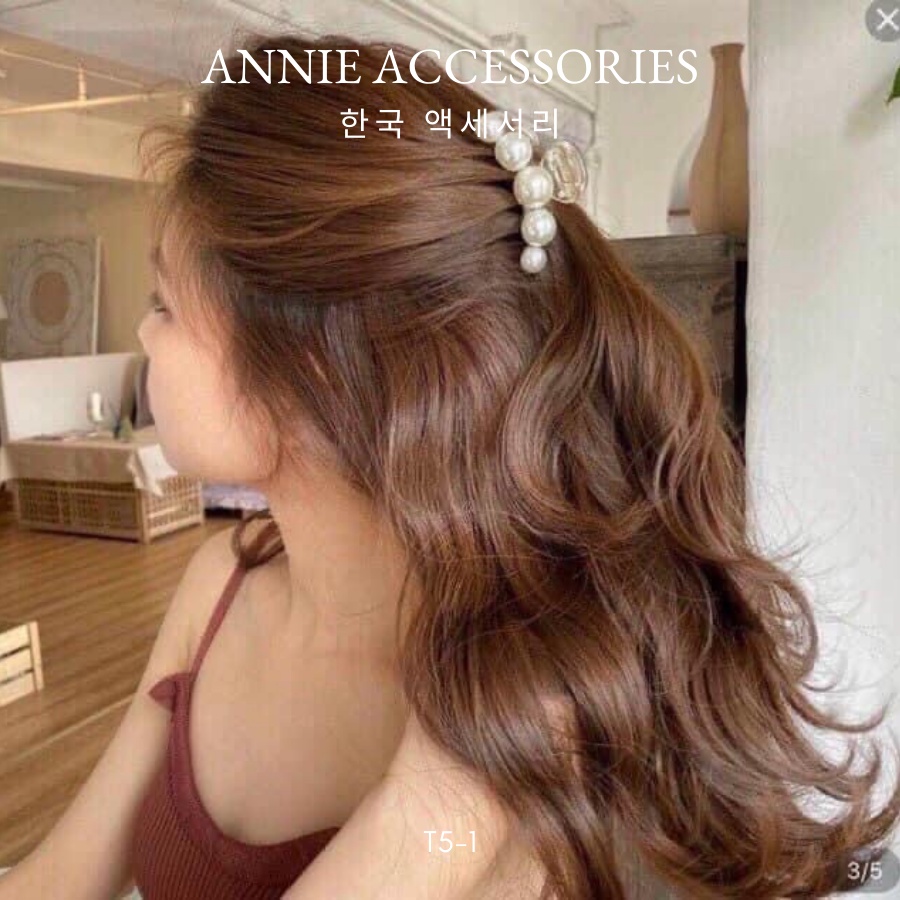Kẹp tóc càng cua ngọc trai nhân tạo nhiều kiểu phong cách hàn quốc ANNIE - T5-1