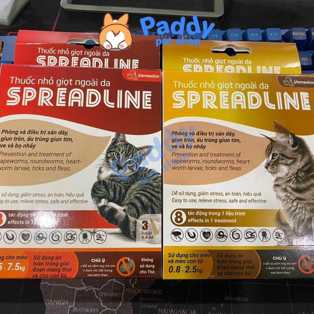 Nhỏ Ngoài Da Spreadline Phòng Sán Dây, Giun Tròn, Giun Tim, Ve Cho Mèo