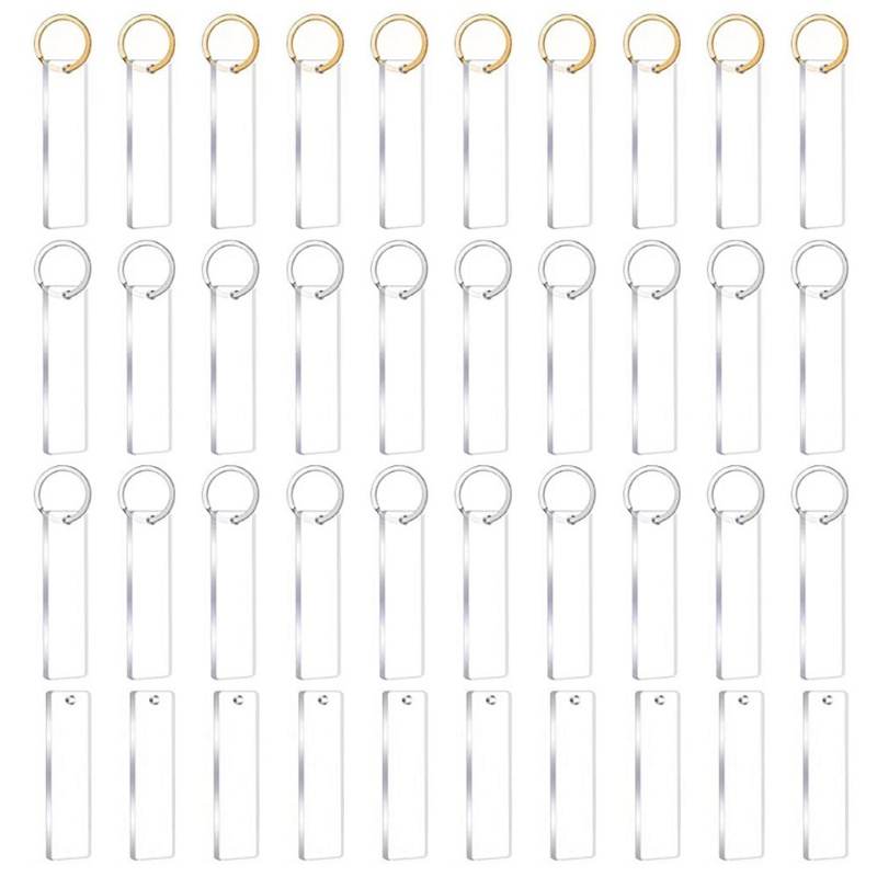 Mojito Set 40 Đĩa Nhựa Acrylic Trơn Trong Suốt Hình Chữ Nhật Kèm 30 Đĩa Thay Thế Cho Móc Khóa