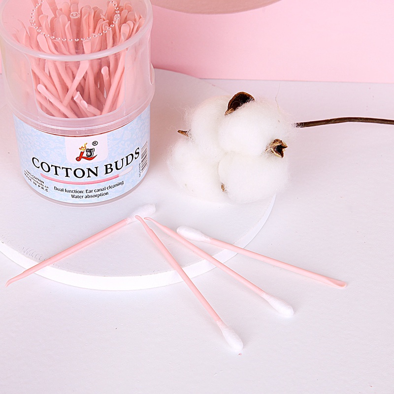 100 Cái / Hộp Bông Tai Bằng Nhựa Cho Bé Thìa Bông Tăm Bông Làm Sạch Giấy Thấm