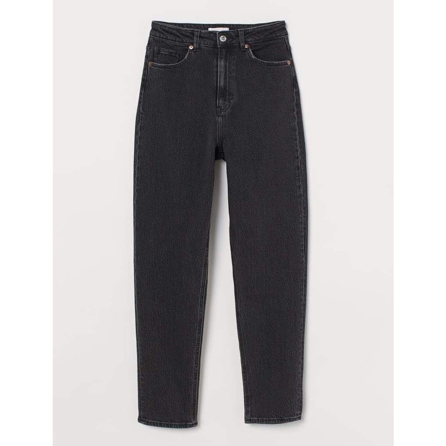 Quần Jeans Nữ Lưng Cao From Dáng Baggy Trơn Màu Đen Hot M-07