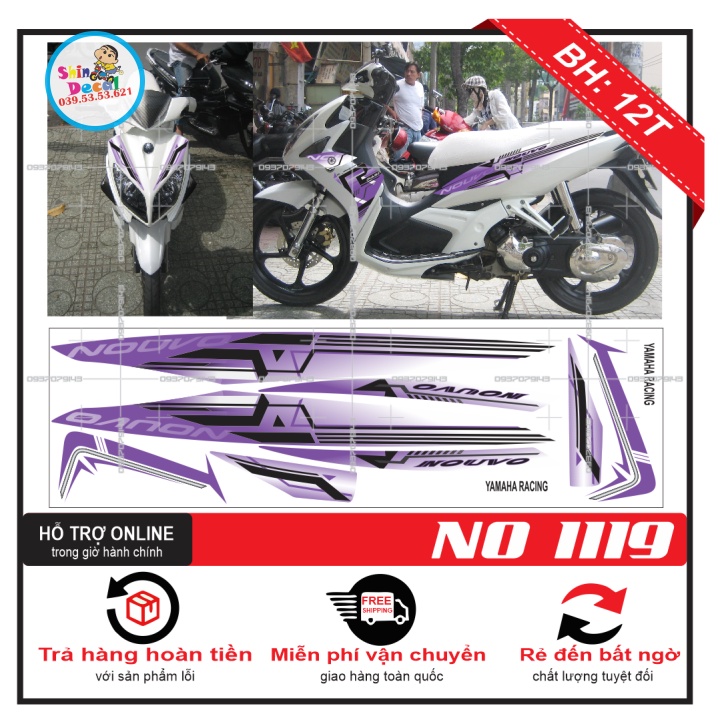 TEM XE NOUVO 4 LX TRẮNG TÍM -- SHIN DECAL 2