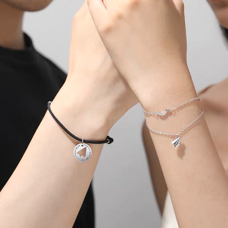 Vòng tay đôi MÁY BAY GIẤY couple cặp cho nam nữ ý nghĩa mang ước mơ bay xa