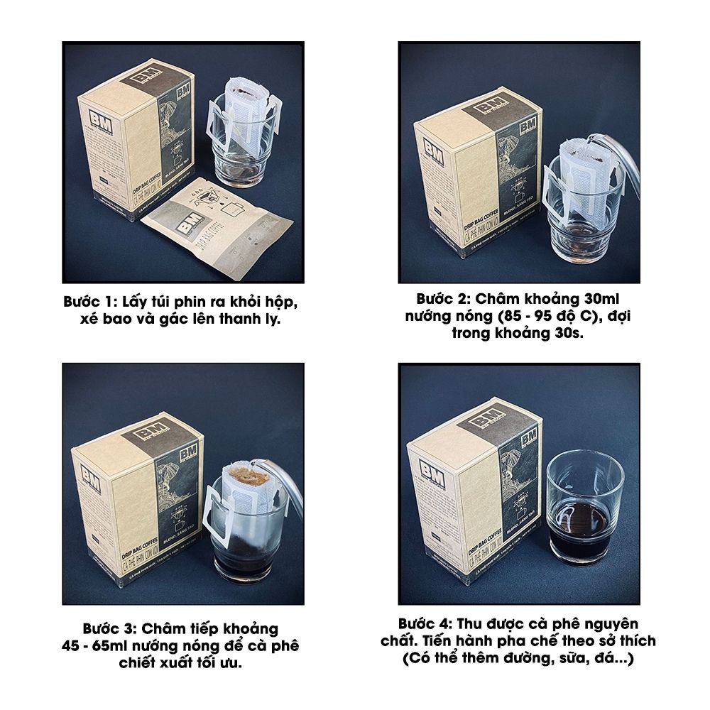 Cà Phê Phin Giấy - Hộp 10 Phin - BM SÁNG TẠO, hạt cà arabica và robusta hái chín, rang mộc, nguyên chất - BM GROUP | BigBuy360 - bigbuy360.vn