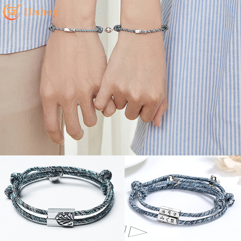Cặp vòng tay dây bện có khóa nam châm cho cặp đôi