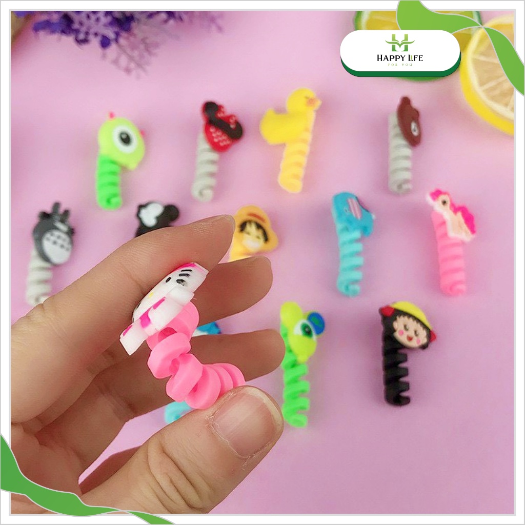 Dây lò so quấn cáp sạc, lò so bảo vệ dây sạc tai nghe kiểu dáng hoạt hình dễ thương - Happy Life 4U
