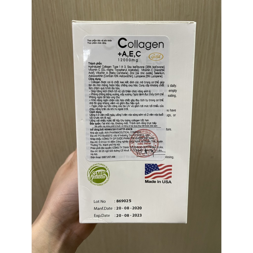 Collagen A E C 12000mg Ahlozen Gold 180 viên