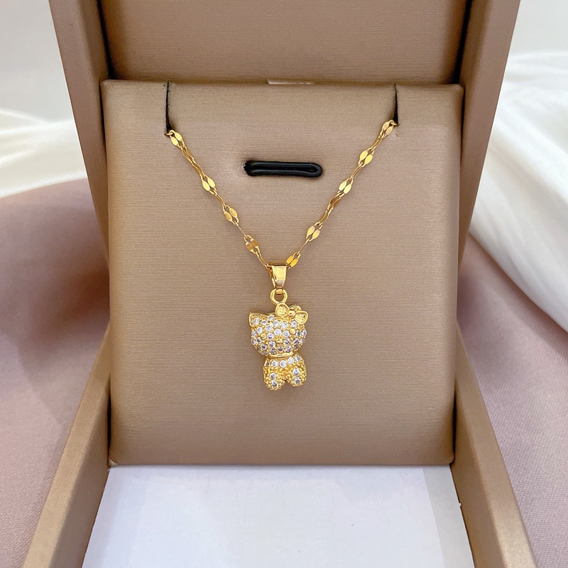 Vòng cổ Mặt Hình Mèo Hello Kitty Mạ Vàng Đính Đá Tinh Tế Sang Trọng