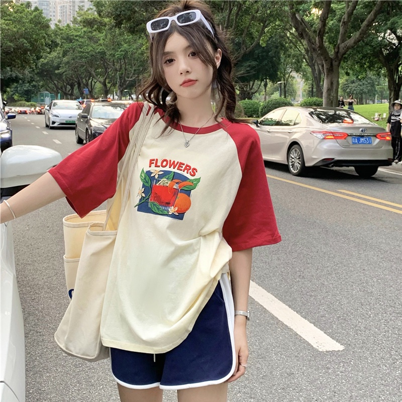 Áo thun ngắn tay Peppermint 52260 in họa tiết thời trang mùa hè Hàn Quốc cho nữ