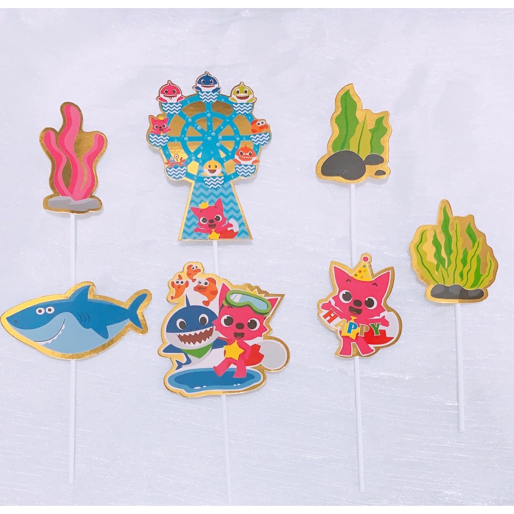 10 set cắm baby shark (không có chữ HPBD)
