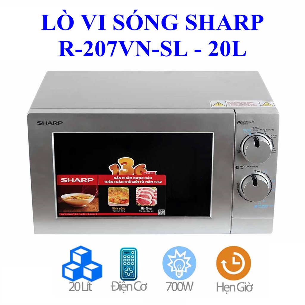 [Mã ELHADEV giảm 4% đơn 300K] Lò vi sóng cơ Sharp R 207VN SL 20 lít - Hàng chính hãng