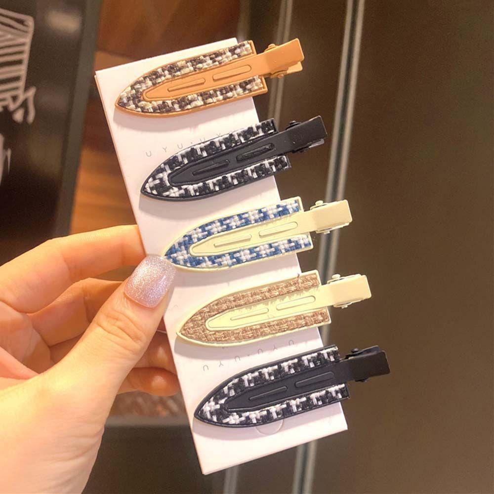 Kẹp Tóc Kim Loại Không Đường May Màu Trắng Đen Phong Cách Retro