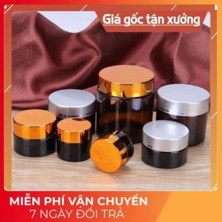 Hủ Đựng Kem ❤ GIÁ TỐT NHẤT ❤ Hủ Chiết Kem Thủy Tinh Nâu 5g,10g Nắp Vàng , Đen , hủ lọ chiết mỹ phẩm , phụ kiện du lịch