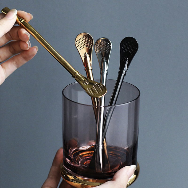 Muỗng ống hút SWEEJAR bằng thép không gỉ thiết kế đục lỗ đa năng tiện dụng