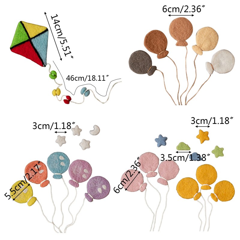 Đạo cụ chụp ảnh cho bé thiết kế hình mây/sao/khinh khí cầu dễ thương bằng nỉ cao cấp