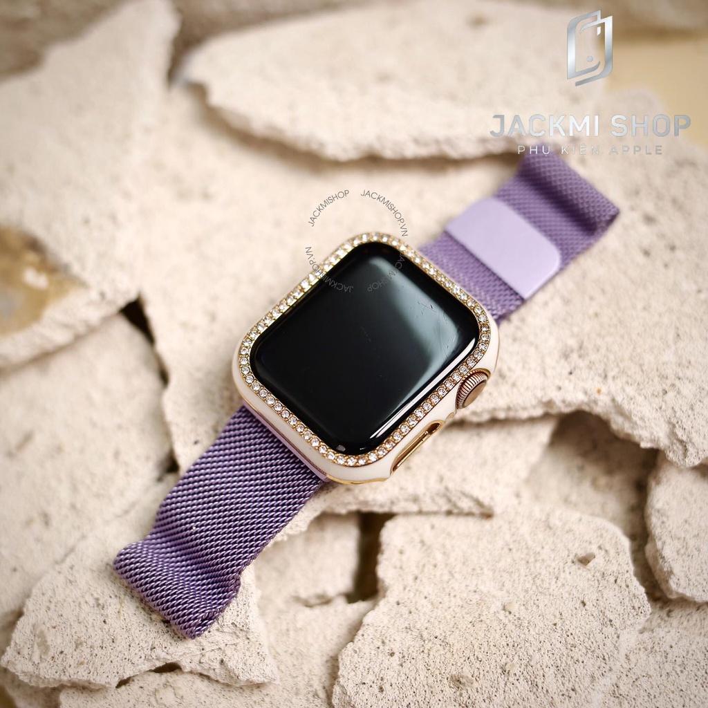 [COMBO 2 MÓN] DÂY MILAN THÉP THỜI TRANG CHO  APPLE WATCH + ỐP VIỀN ĐÍNH ĐÁ BẢO VỆ CHO APPLE WATCH