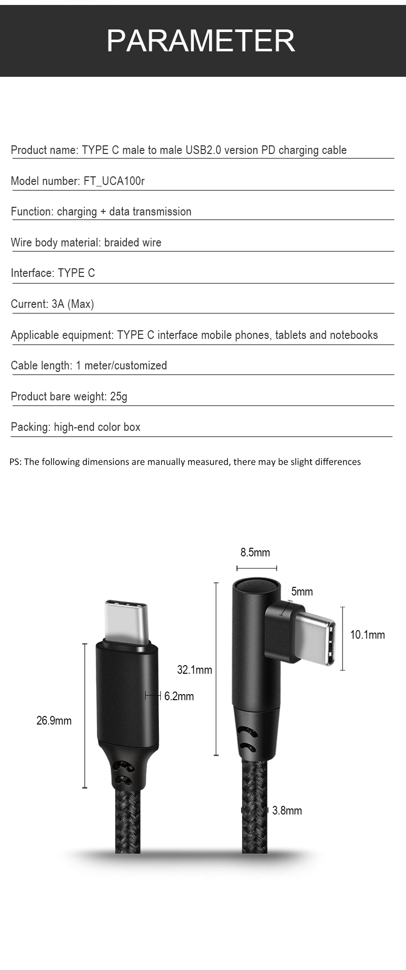 Dây Cáp Sạc Nhanh Đầu Usb Type C 90 Độ Cho Samsung Xiaomi Redmi Note 10 8 Macbook 60w