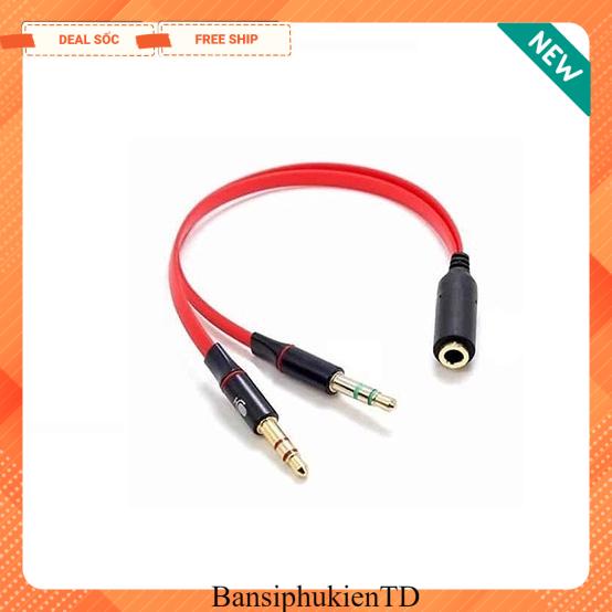 Dây Jack Chuyển Đổi Tai Nghe 3.5mm Sang 2 Cổng 3.5mm Cho Âm Thanh Audio Và Mic