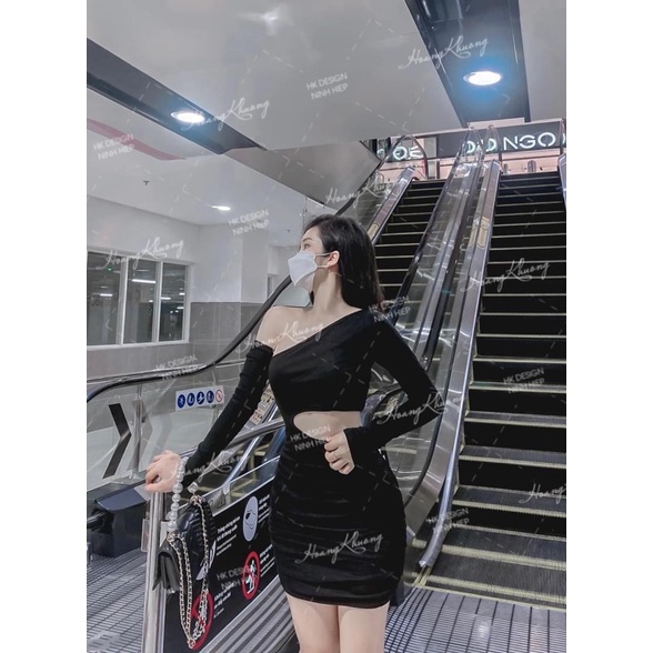Đầm khoét eo chất thun borip dày dặn thích hợp đi chơi đi tiệc
