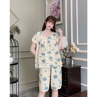 Bộ đồ bầu lửng Chicmom chất đũi, mềm mịn, 3 tầng cộc tay mùa hè sau sinh cho mẹ CM150