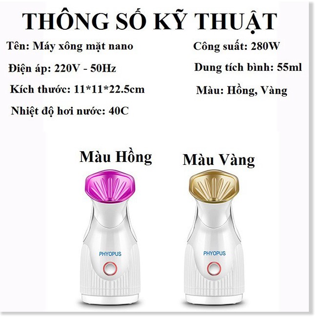 Máy Xông Mặt chính hãng | Máy Xông Hơi Mặt nóng mini loại tốt cao cấp PHYOPUS giúp chăm sóc da mặt tốt hơn - Aka mart