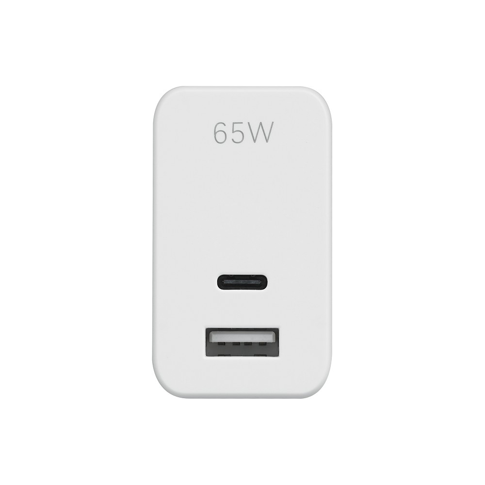 Cốc sạc Rapoo PA65 - Phích cắm có thể gập gọn, Công suất 65W, Đầu ra giao diện kép USB-C + USB-A