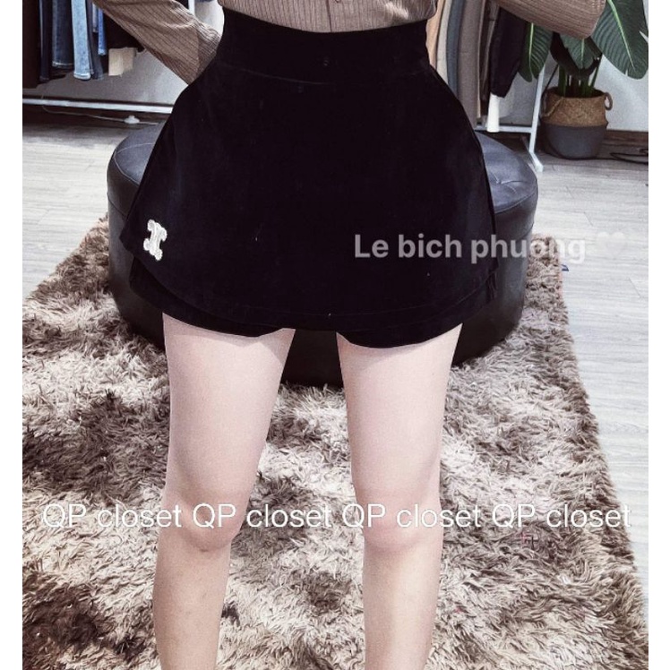 Quần váy nhung thêu chữ X hàng QC
