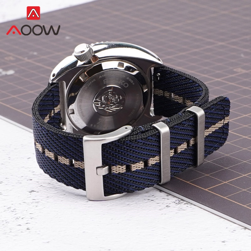 Dây Đeo Đồng Hồ Bằng Nylon Phối Khóa Inox Dài 18/20/22/24mm Phong Cách Cổ Điển Cho Nam