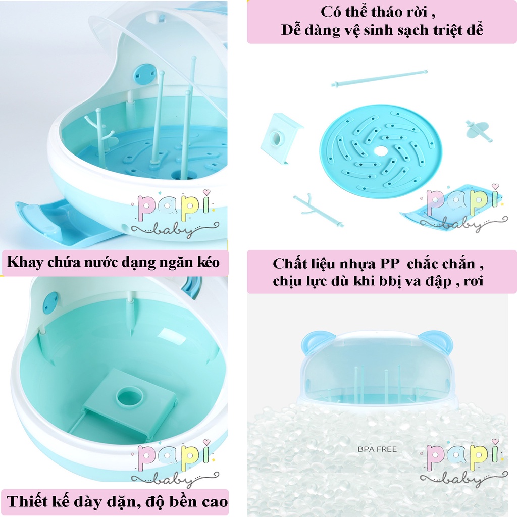 Khay đựng bình sữa CÓ NẮP ĐẬY, ĐA NĂNG, khay úp bình sữa gấu