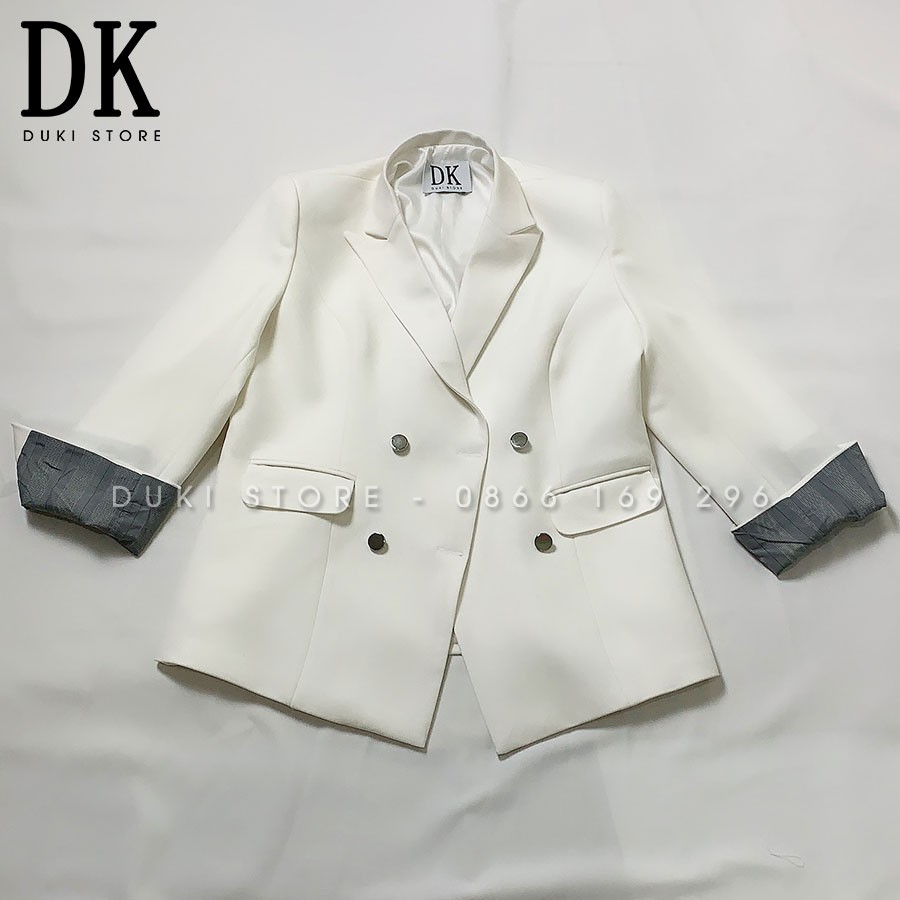 Áo Vest Nữ Blazer 2 lớp màu trắng (video và ảnh chụp thật) kiểu dáng dài Hàn Quốc - DUKI STORE