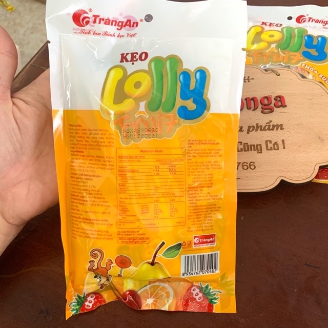 Kẹo Mút Lolly Fruit Tràng An Gói 12 Que.