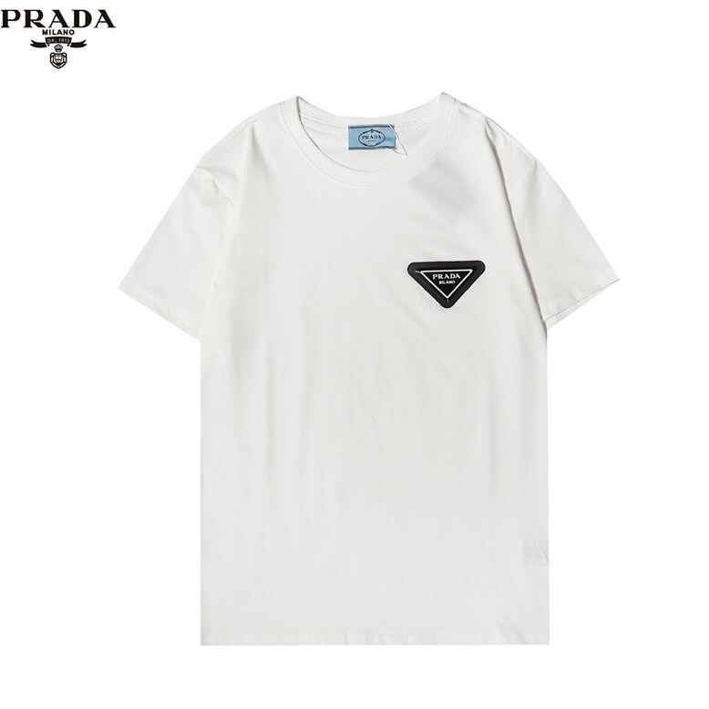 Áo thun Prada tay ngắn chất liệu cotton in logo tam giác thời trang dành cho unisex