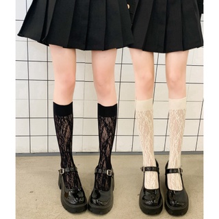 Tất chân - Vớ họa tiết ren style Lolita cao đến bắp chân phong cách cho bạn nữ.