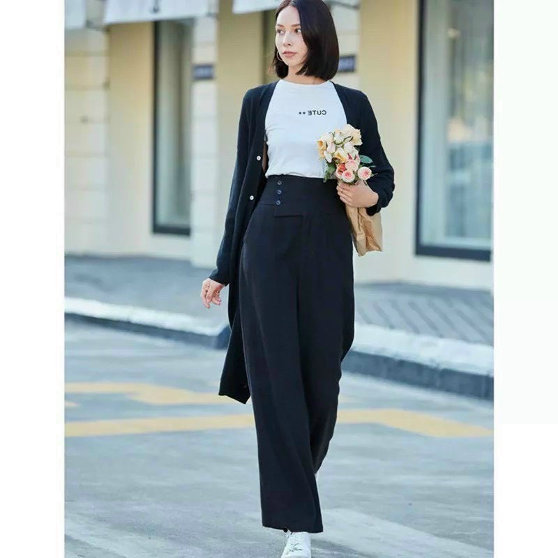 QUẦN TÂY ỐNG SUÔNG RỘNG 3 NÚT CHÉO SIZE LỚN DƯỚI 57KG