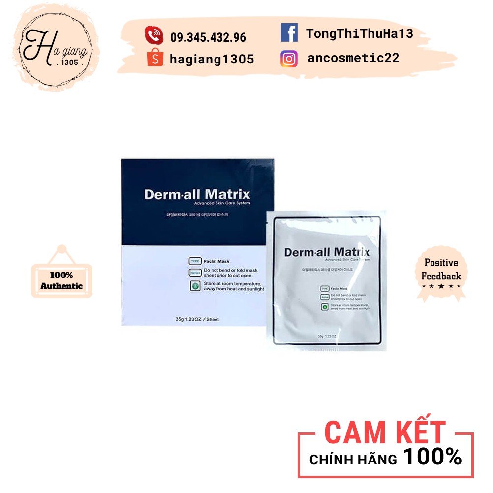 Mặt Nạ Dưỡng Trắng, Chống Lão Hóa Da Derm-All Matrix Mask 35g, Mặt Nạ Derm all Matrix Facial Dermal-care Mask