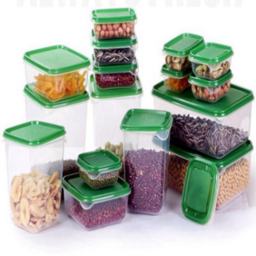 SET 17 HỘP ĐỰNG THỨC ĂN BỎ TỦ LẠNH CÓ NẮP ĐẬY KÍN AN TOÀN shop KUMO