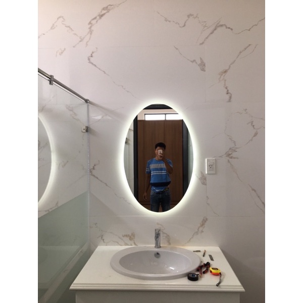 Gương treo tường decor led💕SALE OFF💕Gương hạt nước Gương oval