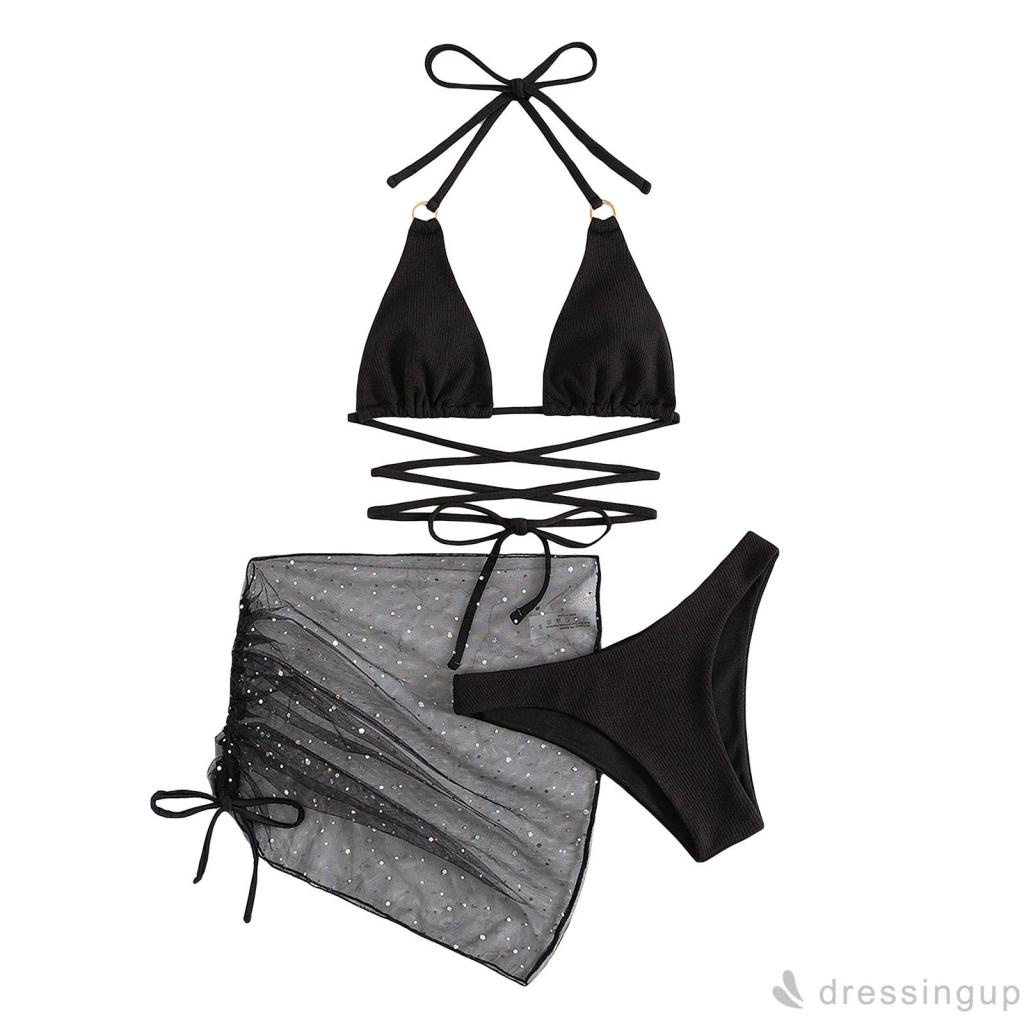 Bộ Đồ Bơi Đính Kim Sa Lấp Lánh Có Dây Đeo Cổ Độc Đáo Quyến Rũ Cho Nữ
