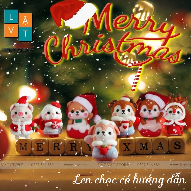 [NOEL 2021] Bộ len chọc làm quà giáng sinh, Noel mới có hướng dẫn - Needle felting Noel, merry christmas