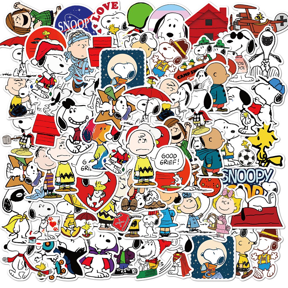 Set 50 miếng dán trang trí hình chú chó snoopy đáng yêu