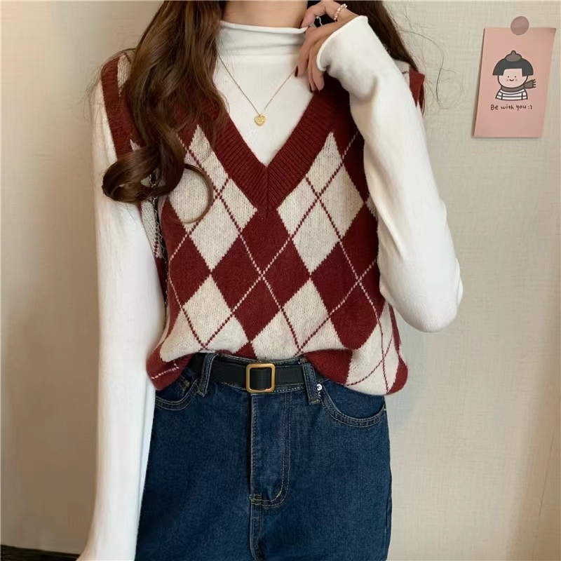 NZN Áo Dệt Kim Sát Nách Cổ Chữ V Thời Trang Hàn Quốc Cho Nữ