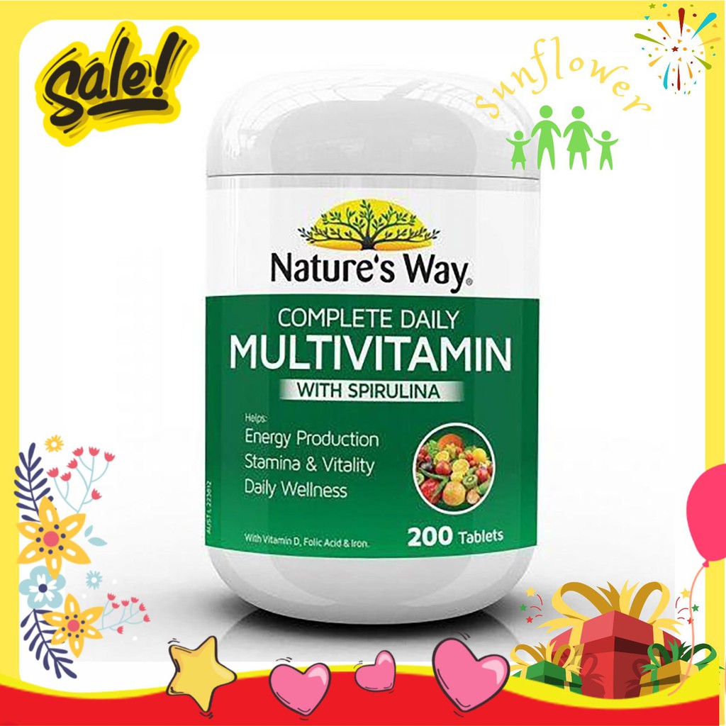 Vitamin tổng hợp kết hợp tảo biển và các loại rau củ Nature's way Complete Daily Multivitamin With Antioxidants của Úc