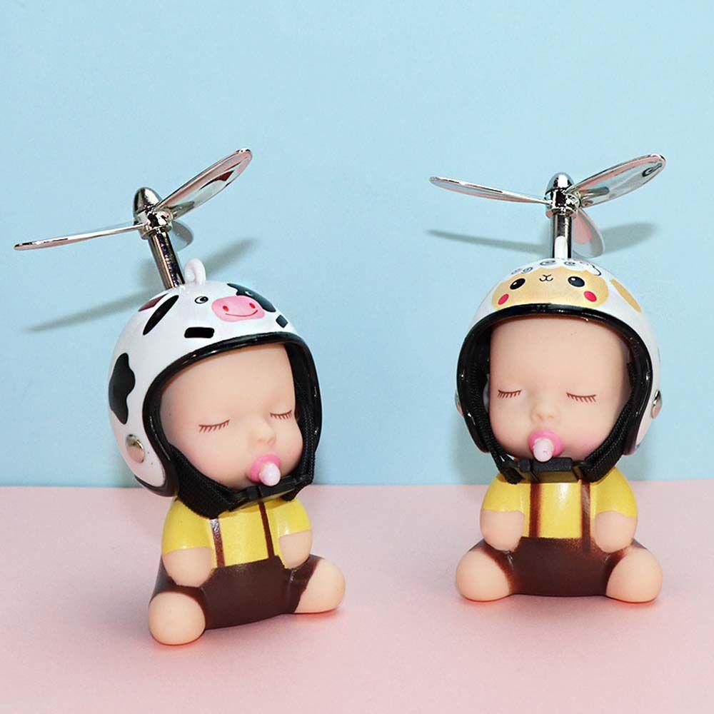 Búp Bê Hoạt Hình Đội Mũ Bảo Hiểm Bằng Nhựa Dễ Thương Dùng Làm Quà Tặ