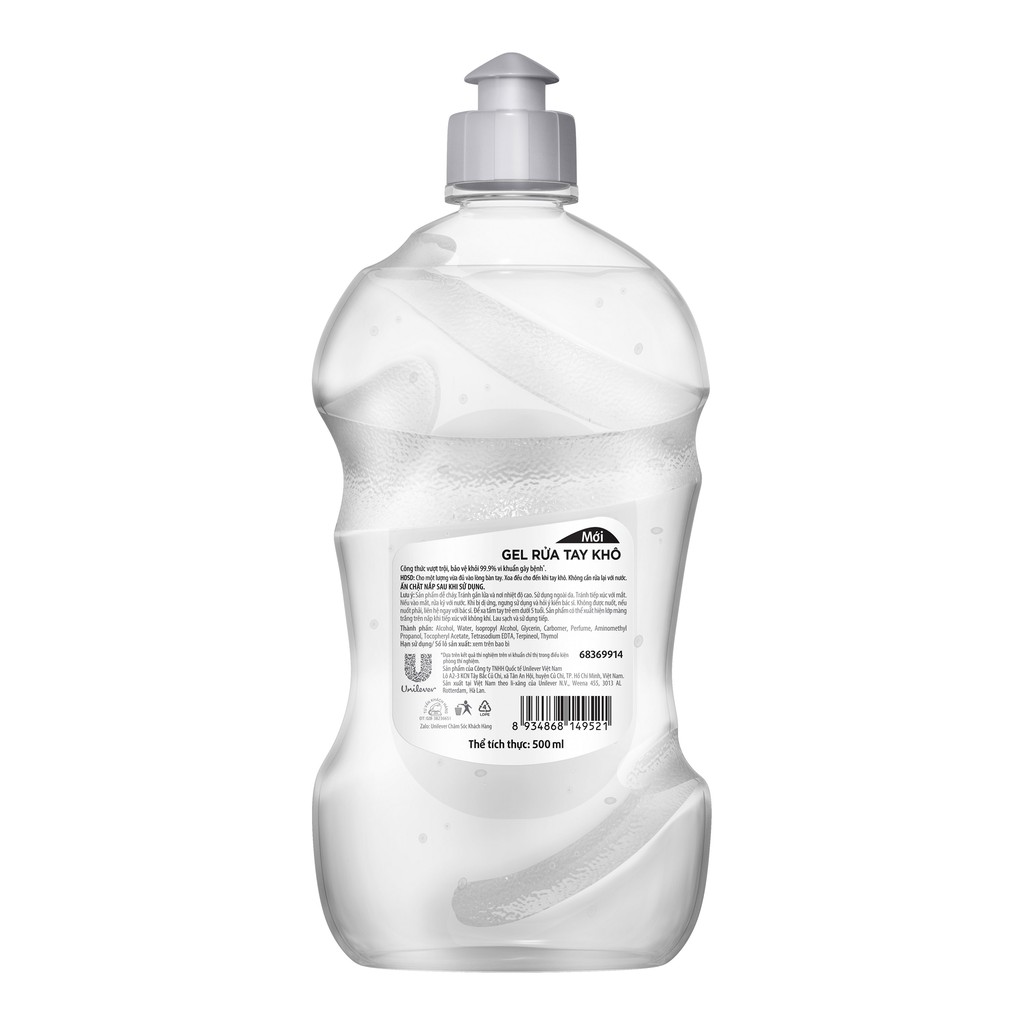 Gel rửa tay khô sạch siêu nhanh Lifebuoy Bảo Vệ Vượt Trội 10 (Chai nắp bạc 500ml) | BigBuy360 - bigbuy360.vn